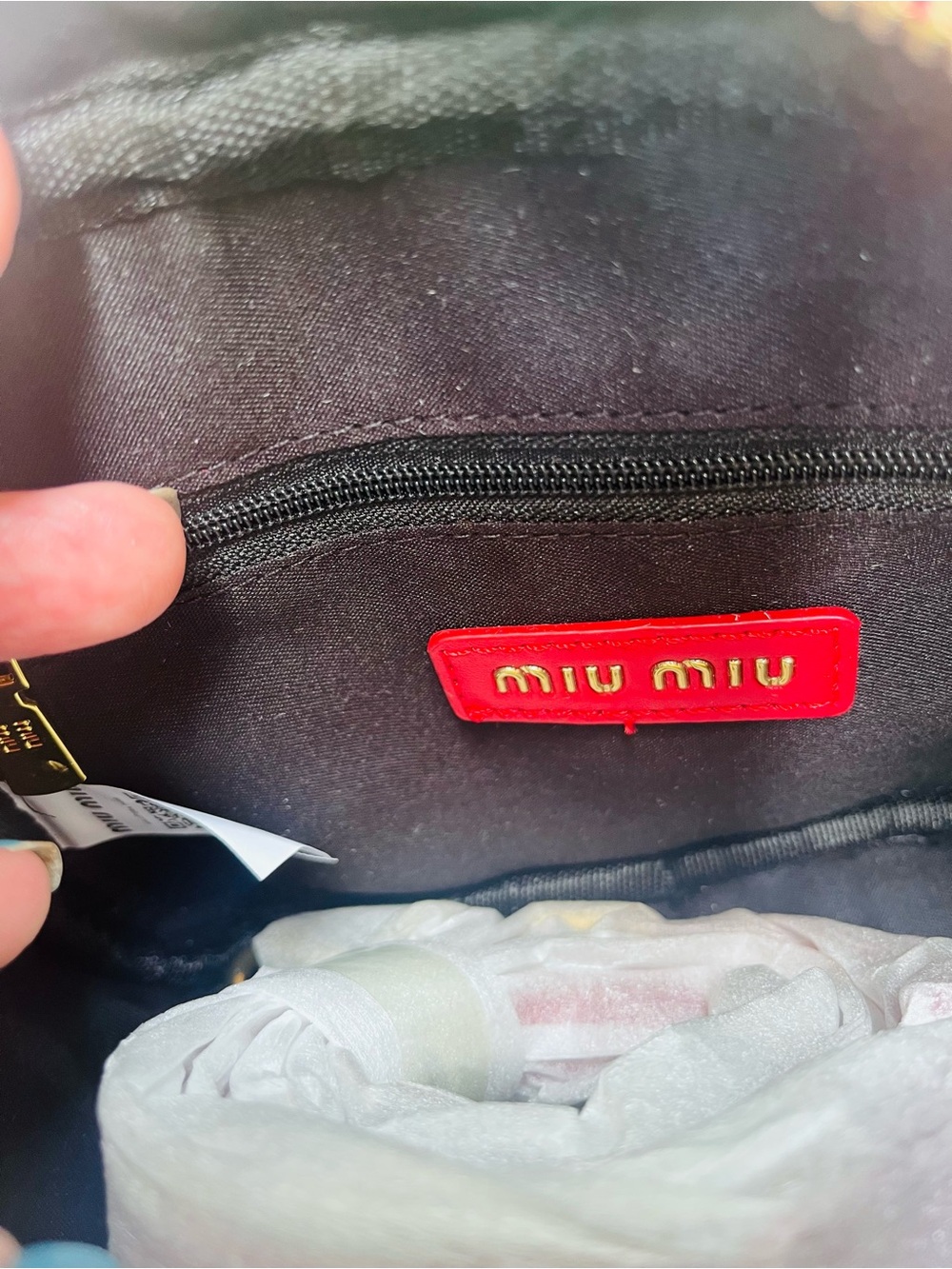 Miu Miu Cream Woven Mini Satchel with Pink Trim - Picture 4 of 5